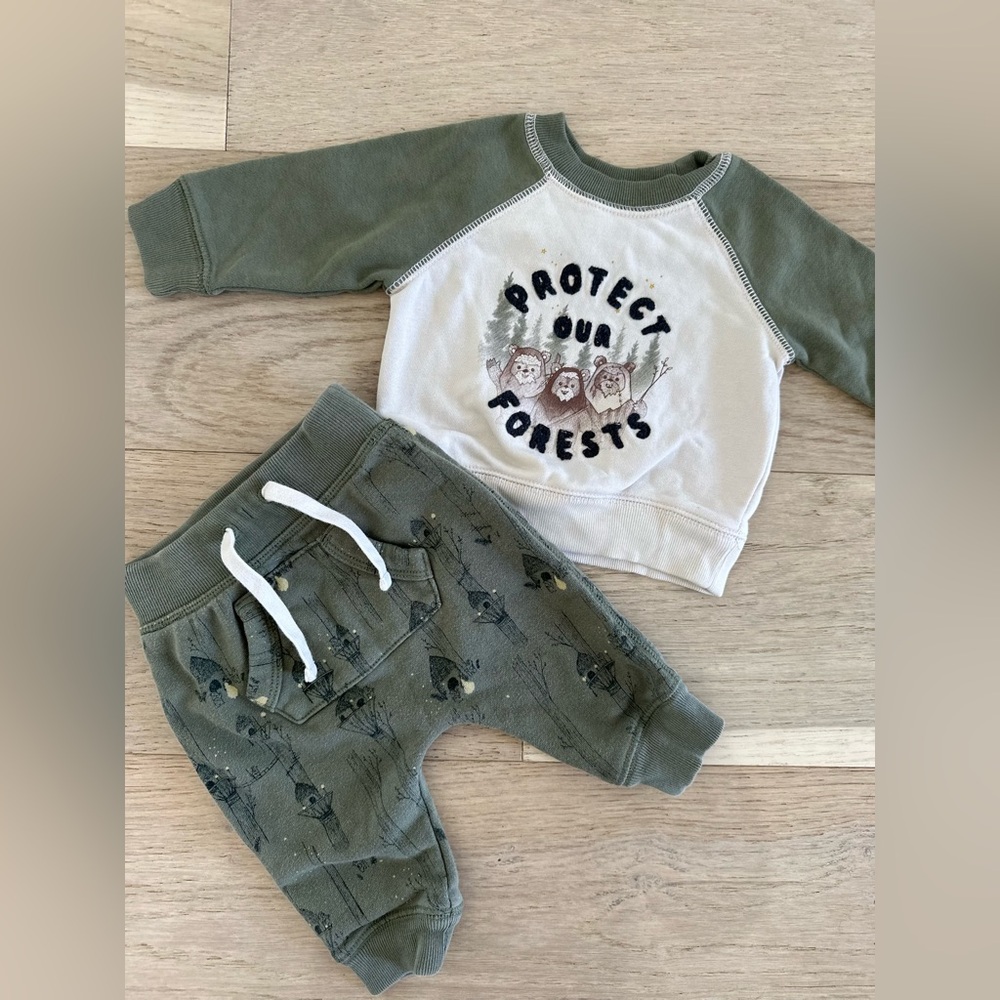 Star Wars Ewok sweats set for baby protect our forest 3-6 months super cute 🥰